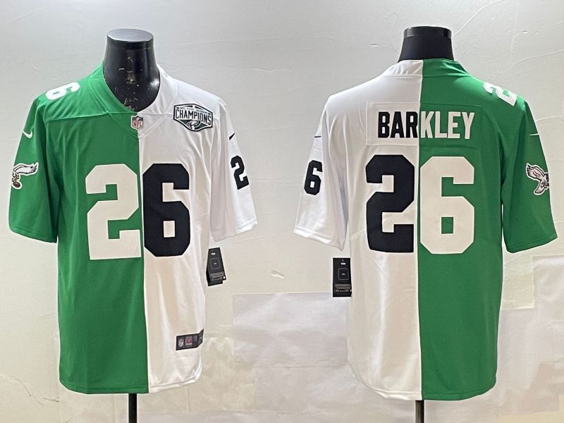 Men 2025 Philadelphia Eagles #26 Barkley White Green Nike Limited NFL Jersey style 7